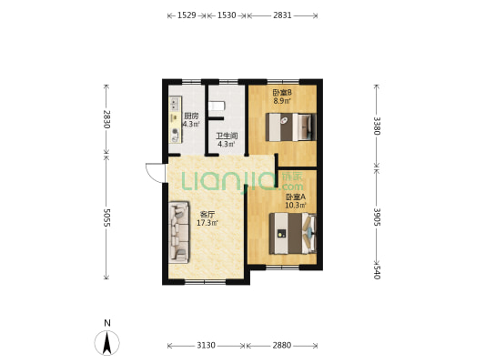 冠峰云鼎 2室1厅1卫 72平方