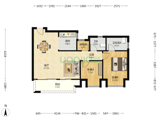禹州博学家一期 2室1厅2卫 80平方