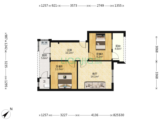 耐火厂经济适用房一期 2室1厅1卫 58平方