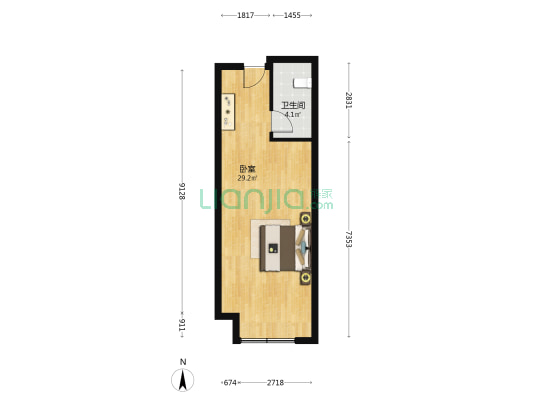 海信湖岛世家二期 1室0厅1卫 52平方