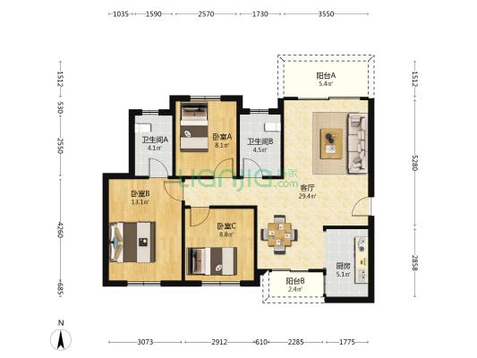 丽水熙园 3室1厅2卫 106平方