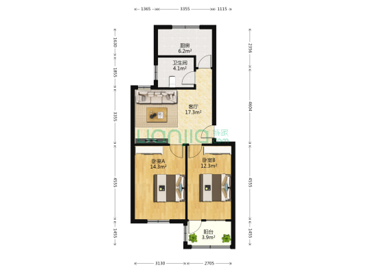 烟厂家属院 2室1厅1卫 73平方