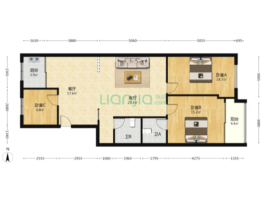 西五街328号 3室2厅2卫 120平方