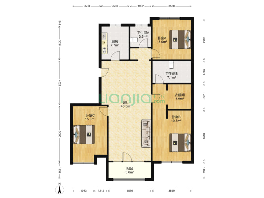 大华紫郡 3室1厅2卫 145平方