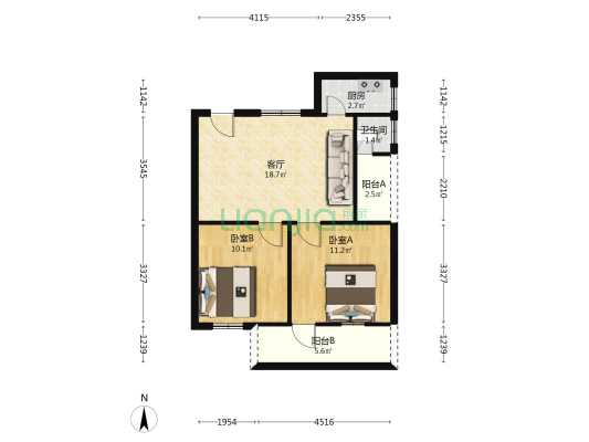 下濠基六十八号 2室1厅1卫 54平方