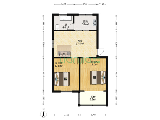 仓桥路 2室1厅1卫 70平方