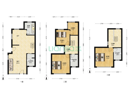 青城365宅院 3室1厅3卫 111平方