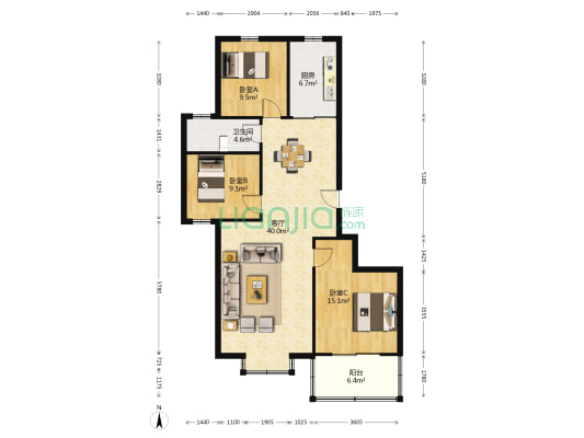天达雅居 3室1厅1卫 133平方