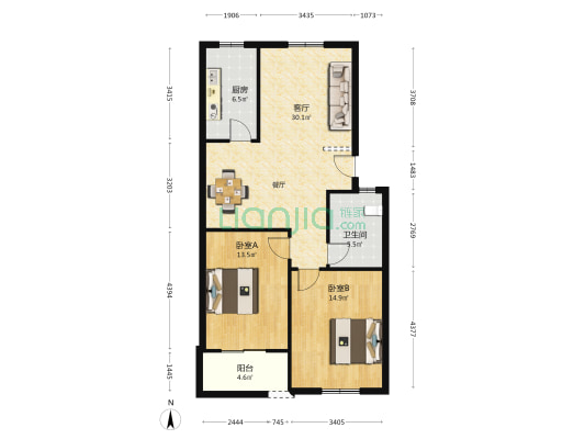 怀富里13号 2室1厅1卫 88平方