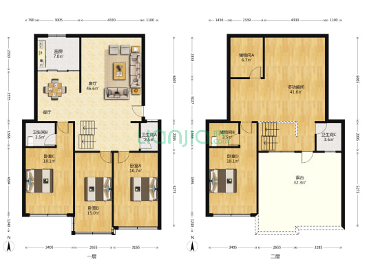 高湖雅苑 5室1厅3卫 131平方