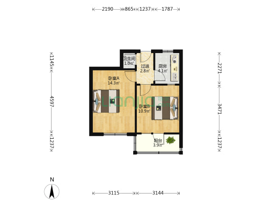 英雄山路146号 2室0厅1卫 44平方