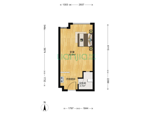 颐高广场 1室0厅1卫 52平方