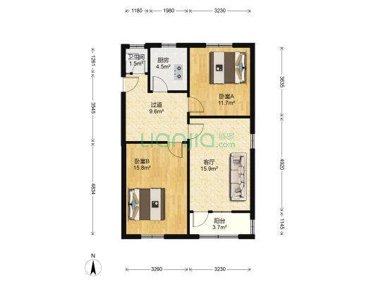平南三村 2室1厅1卫 77平方