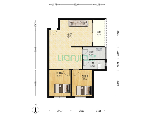 埔前街五巷4号 2室1厅1卫 70平方