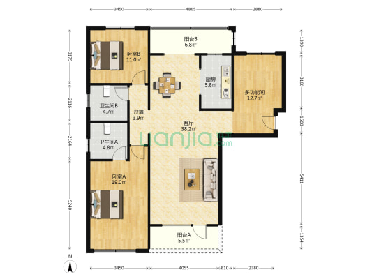 西丁双塔德信御府8号楼中高楼层全天采光-户型图