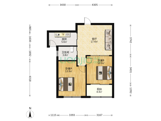 金润花园 2室1厅1卫 79平方