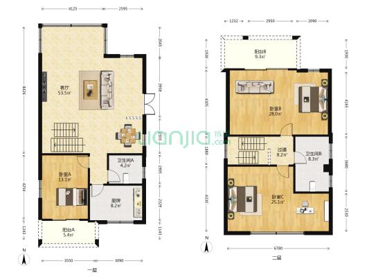 全景花园 3室1厅2卫 154平方