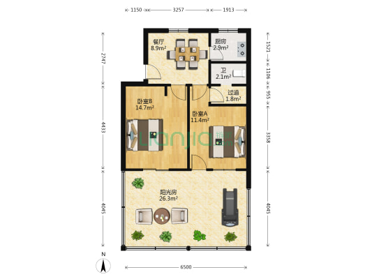 康怡路 2室1厅1卫 55平方