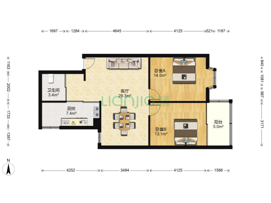 大成巷 2室1厅1卫 92平方