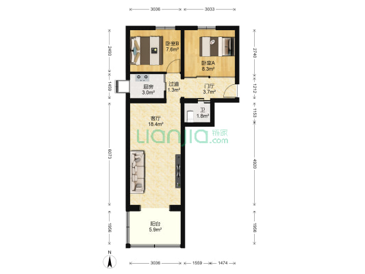 城子二斜井 2室1厅1卫 62平方