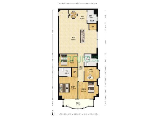 汇发家苑 4室2厅2卫 149平方