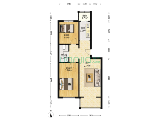 农垦职业学院 2室1厅1卫 74平方
