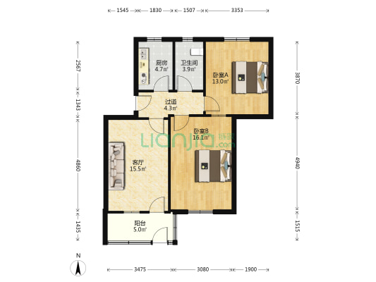 安徽省电力设计院第三生活区 2室1厅1卫 73平方