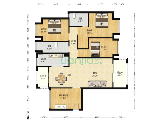 文信朗庭 4室1厅2卫 119平方