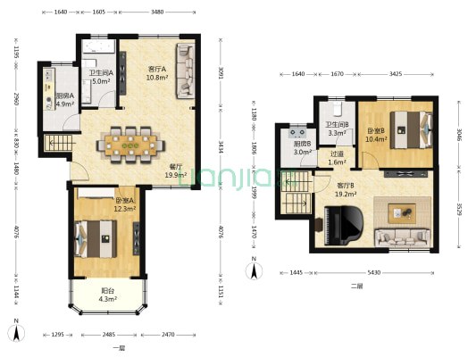 上钞苑 2室3厅2卫 123平方