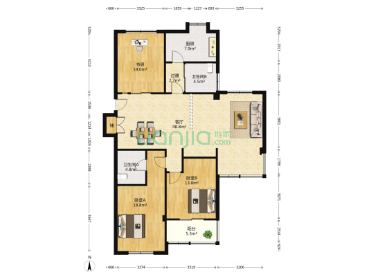 徐东嘉园 3室1厅2卫 148平方