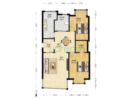 天和家园东区 2室2厅1卫 99平方
