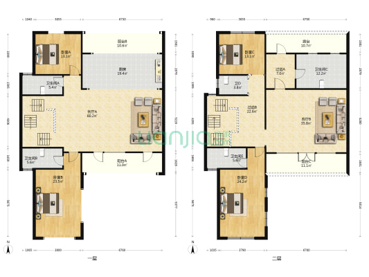 融创揽月府二期 4室2厅5卫 410平方
