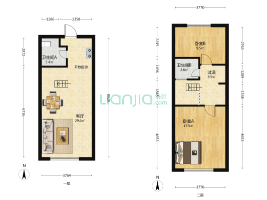 紫光浦上商业小镇 2室1厅2卫 47平方