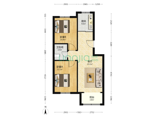铭德宜居B区 2室1厅1卫 73平方