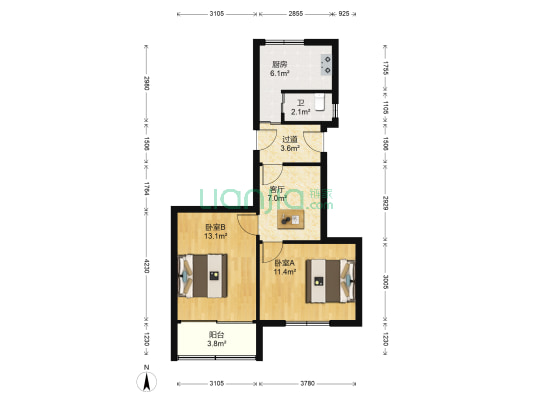 瑞金路二号四号小区 2室1厅1卫 55平方
