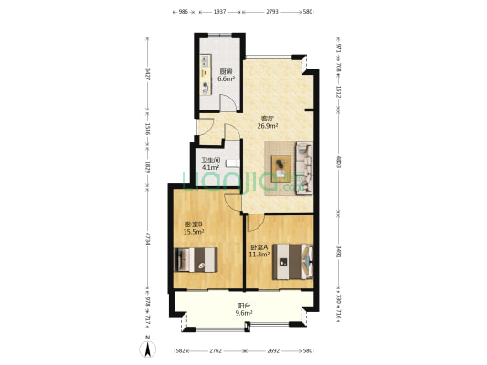 星星港湾 2室1厅1卫 85平方