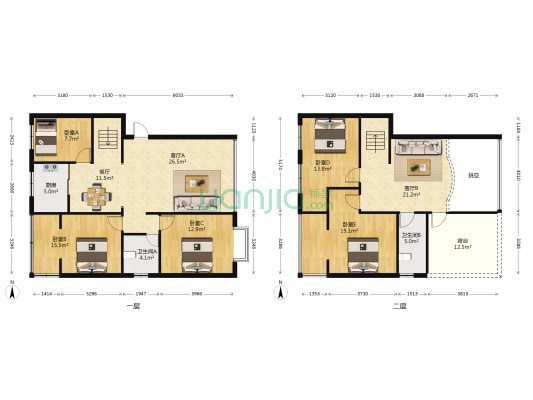中浩住宅 5室3厅2卫 175平方