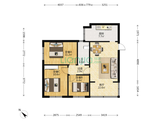 马王六村 3室1厅1卫 78平方