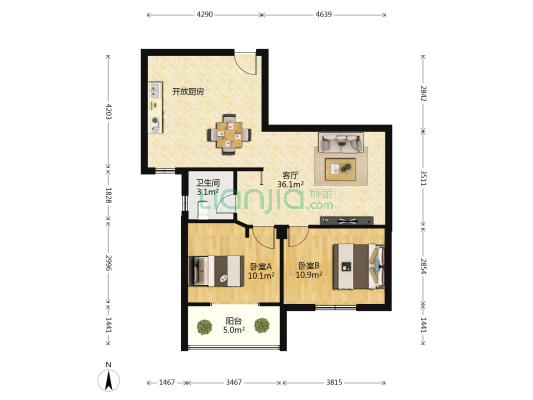 二七人家 2室1厅1卫 82平方