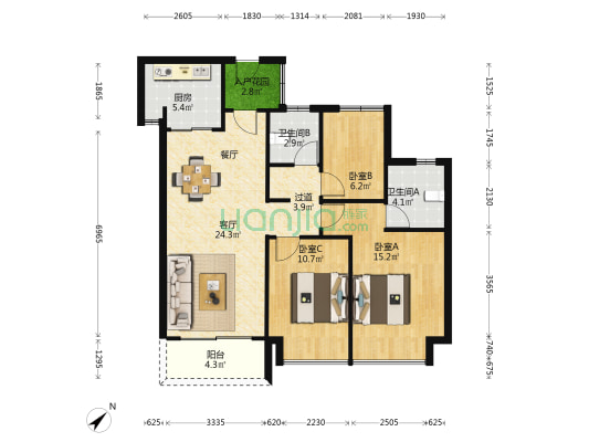 华发琴澳新城银景湾 3室1厅2卫 100平方