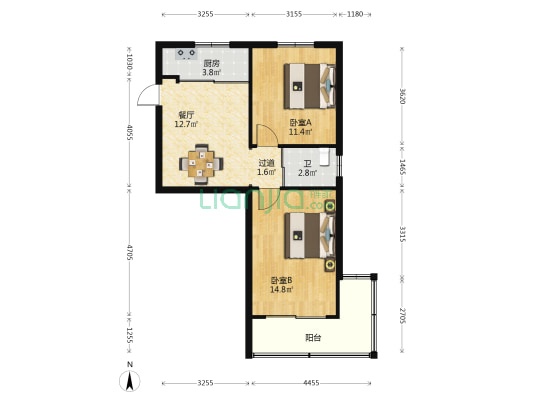 盛岸路 2室1厅1卫 65平方