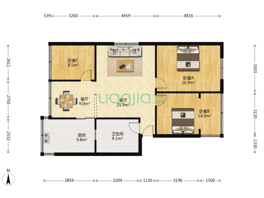 佴家湾商住小区 3室2厅1卫 94平方