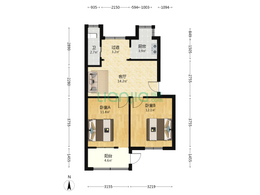 二宿舍小区 2室1厅1卫 59平方