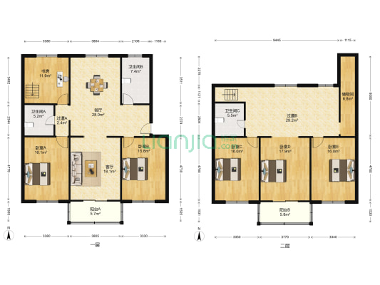 银鹤花苑 6室2厅3卫 139平方