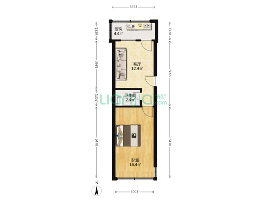 南大街 1室1厅1卫 44平方