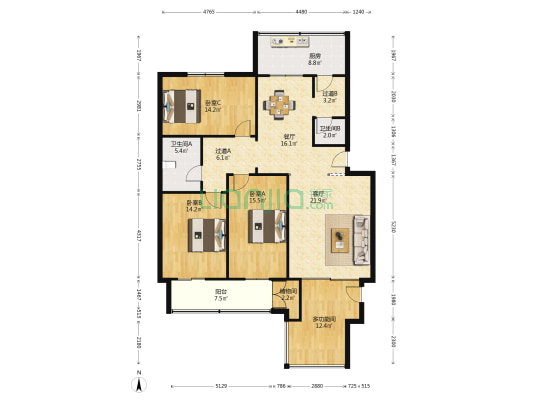 海关家属院 4室2厅2卫 135平方