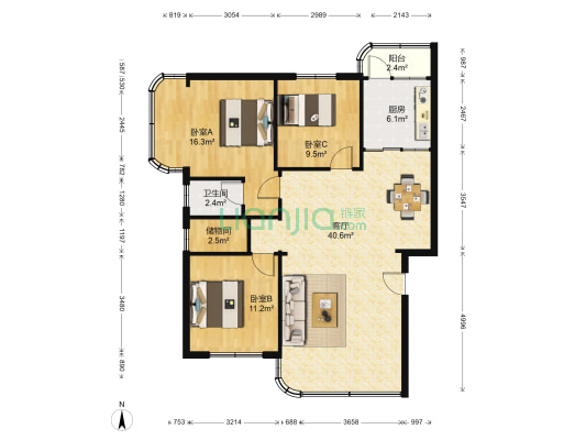 教育局宿舍 3室1厅1卫 106平方