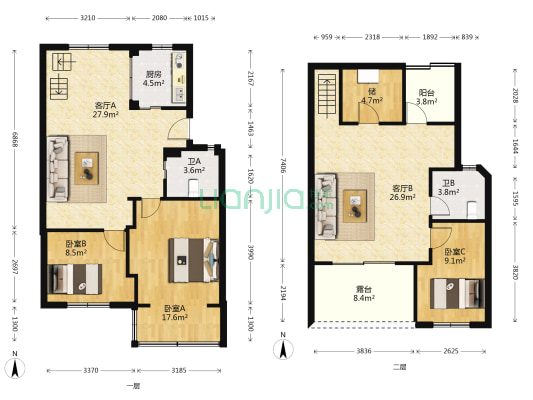 桑田路782弄 3室2厅2卫 84平方