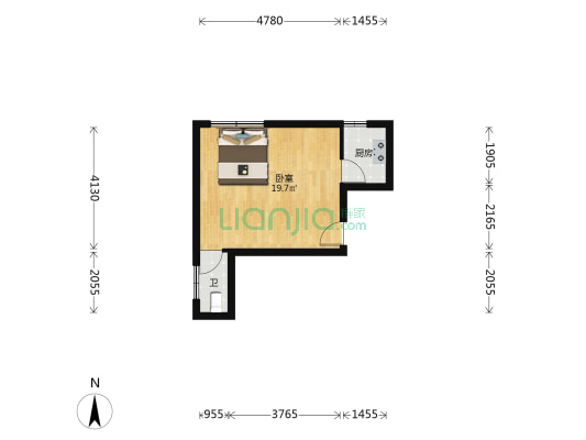 家和公寓 1室0厅1卫 36平方