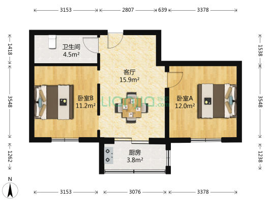好民居滨港水岸F区 2室1厅1卫 71平方